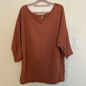 FREE PEOPLE, RUST ORANGE, OVERSIZED SHORT SLEEVE TOP, SZ L